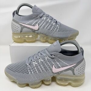 Nike Air VaporMax Flyknit 2 Running Shoes Women Size 5 Wolf Gray Pink Foam Rare